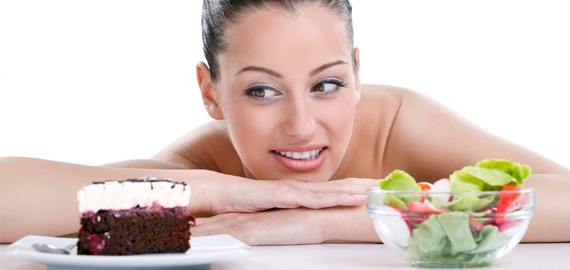 woman choosing healthy food