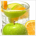 apple orange in ice water