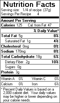 Nutrition Facts for Garlic Pita Chips