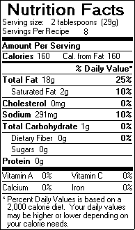 Nutrition Facts for Classic Vinaigrette