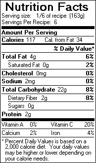 Nutrition Facts for Fruit Jumble