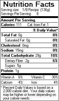 Nutrition Facts for Fruity Baked Squash Rounds