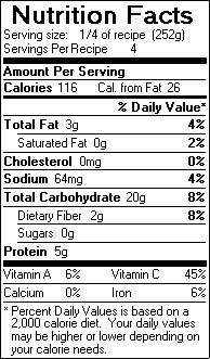 Nutrition Facts for Corn and Tomato Soup