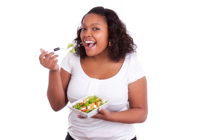 overweight woman eating