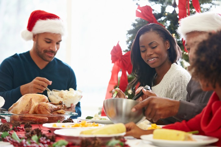 family eating at Christmas