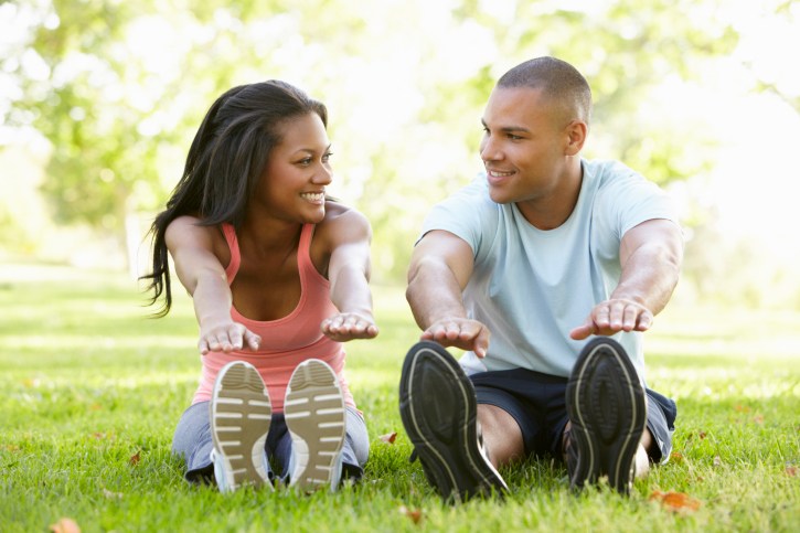 couple exercising outside