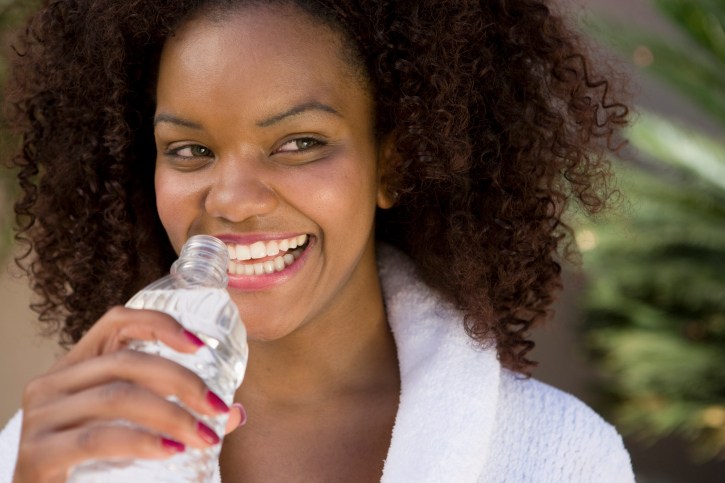 woman drinking water