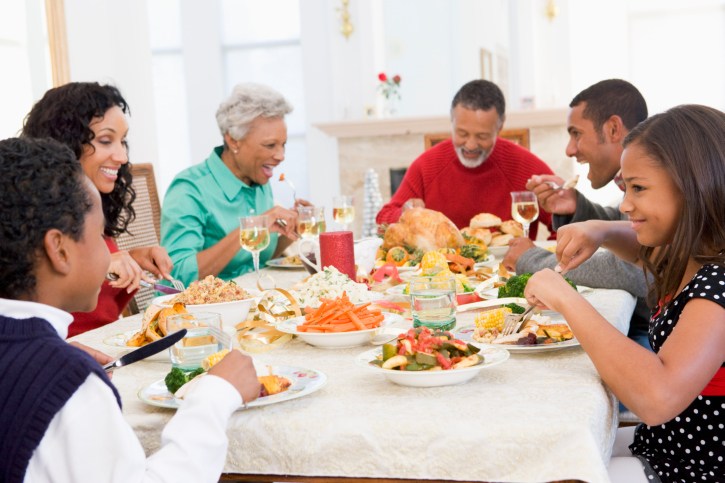 Family All Together At holiday Dinner