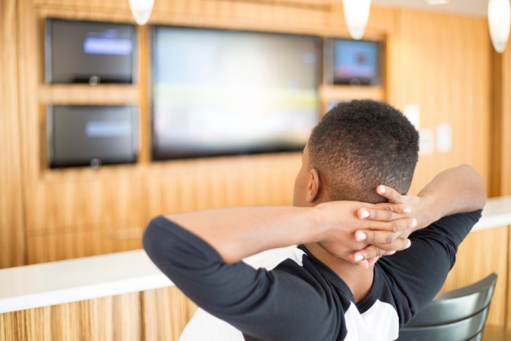 man relaxing in front of TV