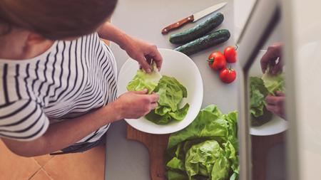 Making vegetable salad