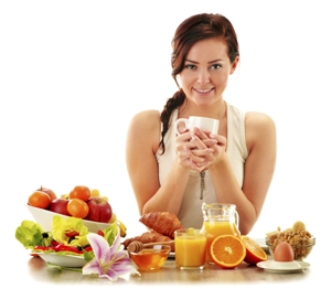 young woman eating balanced diet