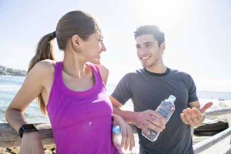 Couple discussing on fitness