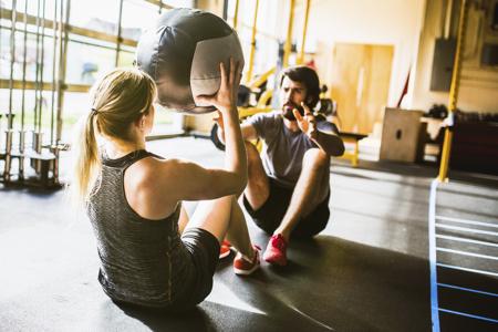 Couple workout with ball