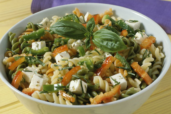 three pepper pasta salad