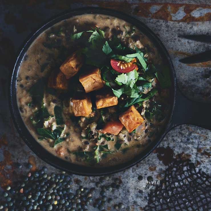 lentils and sweet potatoes