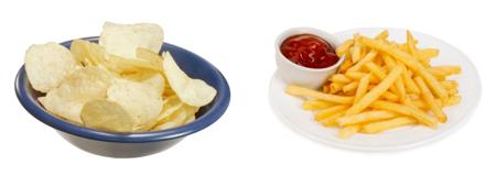 Potato chips and french fries